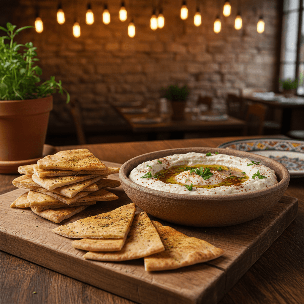 Cremiges Baba Ganoush mit Pita
