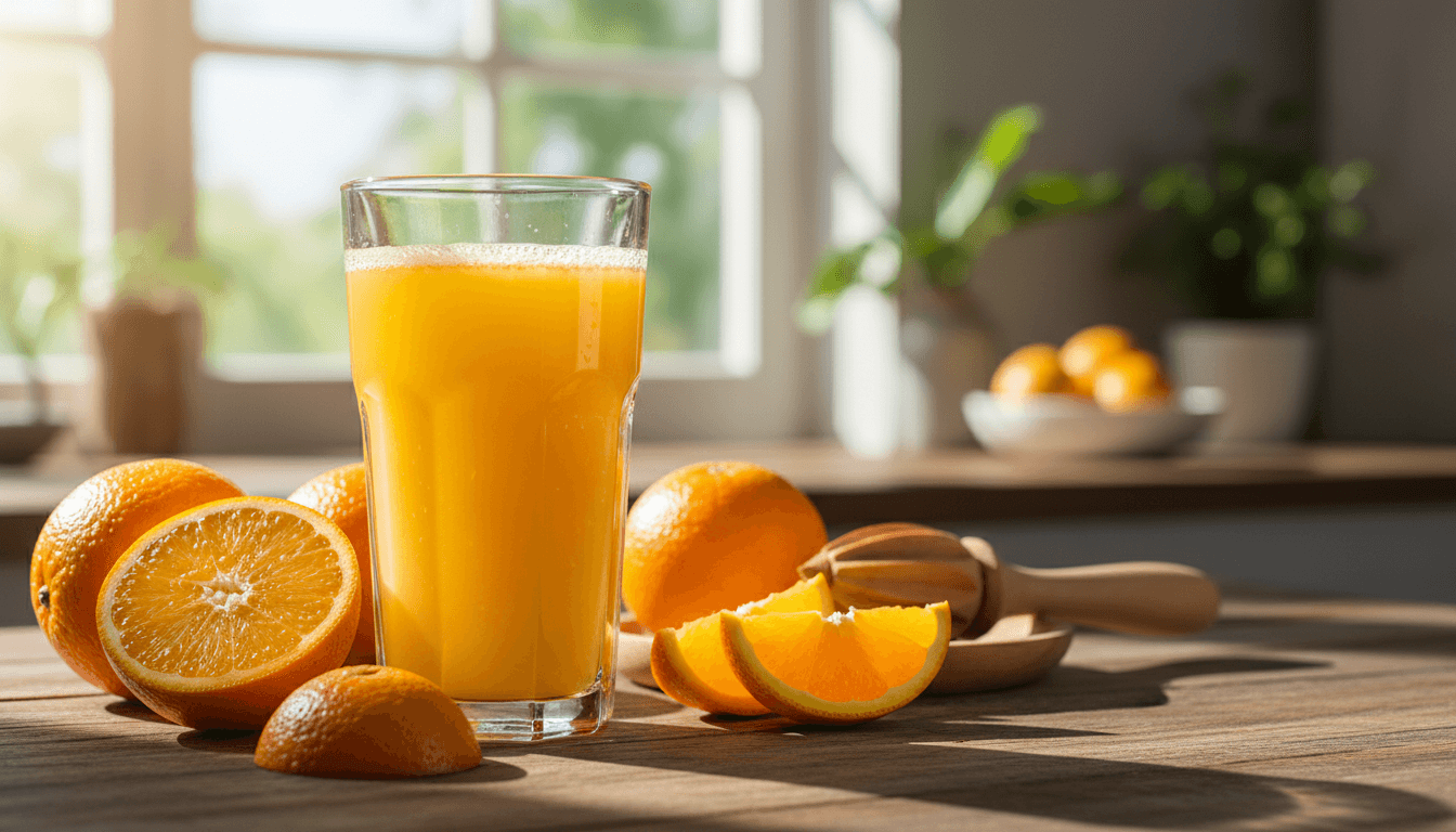 Glas Orangensaft frisch gepresst